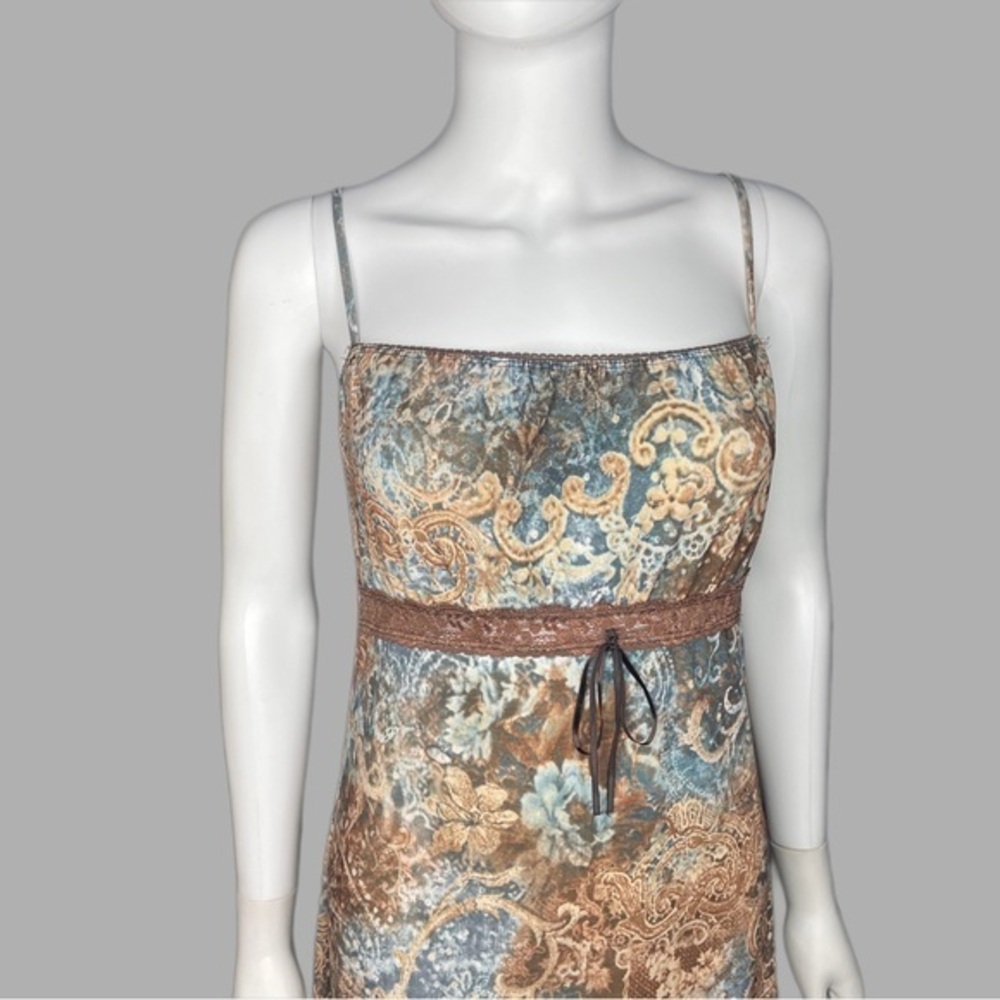 Y2K Poetry Blue/Brown‎ Floral Paisley Print Midi Dress - Picture 2 of 5